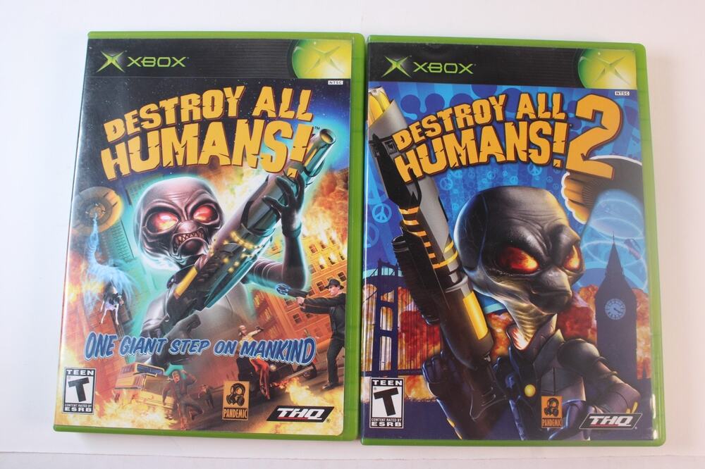 Destroy All Humans 1 and 2 game Lot (Microsoft Xbox) CIB Complete W/ Manuals